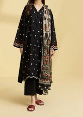 Grace Z-(S1270) - Stitched Embroidered 3pc Lawn Dress With Printed Munar Dupatta.